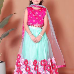 BAESD Girls Patchwork Ready to Wear Lehenga & Blouse With Dupatta-image-34