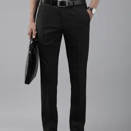 Park Avenue Men Mid Rise Self Design Textured Slim Fit Formal Trousers-image-93