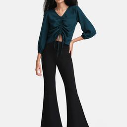 Kazo Green Ruched Top with Drawstring image 2