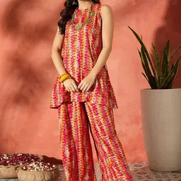 InWeave Women Abstract Printed A-Line Kurti With Palazzo-picture-12