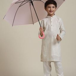 Manyavar Boys Embroidered Regular Georgette Straight Kurta with Pyjamas-picture-26