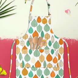 ArtzFolio White & Green Printed Cotton Apron-15