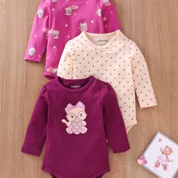 Babyoye Eco Conscious with Eco Jiva finish 100% Cotton Full Sleeves Onesies Pack Of 3 - Pink-picture-3