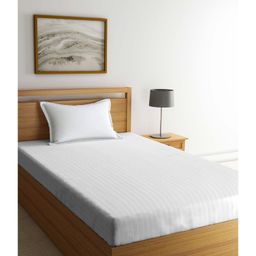 Arrabi Single Bed Cotton Blend Single Bedsheet and Pillow Cover - White-image-26