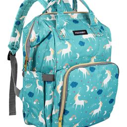 PACKNBUY Diaper Bag Backpack Unicorn Print Baby Travel and Storage Bag - Green-image-62
