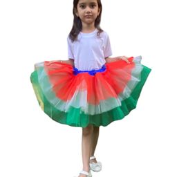 Aglare Republic Day Theme Three Layered Tutu Skirt -Orange White Green-image-78