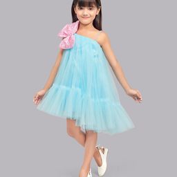 PinkChick  Sleeveless Sequin Bow Embellished Ruffled Detailed High Low Dress  - Blue-image-27