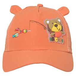 Kid-O-World  Teddy Bear Applique Cotton Cap - Orange-image-80
