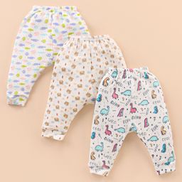 Bodycare Cotton Full Length Dino & Fish Printed Anti Bacterial Thermal Pants Pack of 3 - Offwhite-image-39