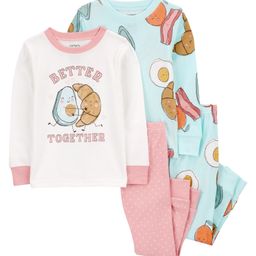 Carter's Knit Full Sleeves Night Suits With Fruit & Text Print Pack of 2 - White Pink & Blue-image-26