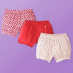 Pine Kids Cotton Lycra Knit Bloomer with Heart & Floral Print Pack of 3 - ( Color May Vary )-picture-32