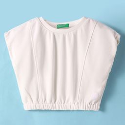 UCB Knit Half Sleeves Solid Top - Off White-image-14