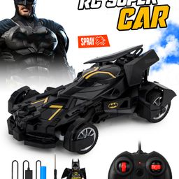 Fiddlerz Remote Control Car with Mist Spray Action Flashing Lights USB Rechargeable RC Car for Kids Boys and Girls 3 Years + (Black)-5