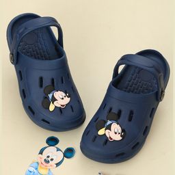 Yellow Bee Disney Solid Perforated Clogs With Mickey Mouse Charms - Navy Blue-picture-15