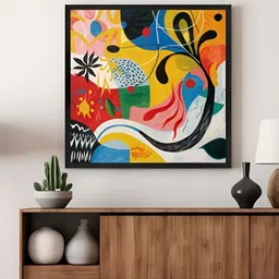 999Store Yellow & Red Abstract Canvas Wall Art-3