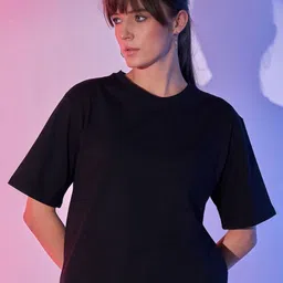 DIMPY GARMENTS Round Neck Cotton Oversized T-shirt-image-28