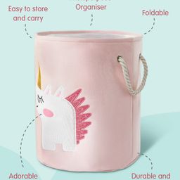 fab n funky Foldable Laundry Bag Unicorn Print- Pink image 3