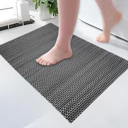 Myntra Elegant Homes Black Textured 110 GSM Anti SkidBathRugs-image-50