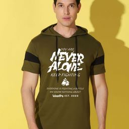 WOOSTRO Men Typography Printed Hooded Slim Fit T-shirt-image-81
