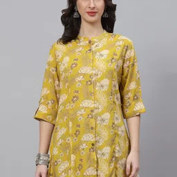 BAESD Women Floral Printed Shirt Style Longline Top-8