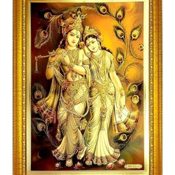 ADA Handicraft Gold-Toned & Green Shree Radhe krishna Wooden Wall Photo Frame-11