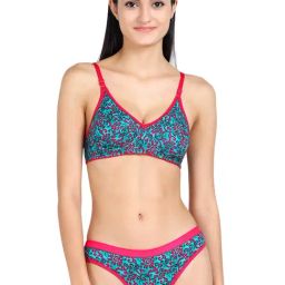 AROUSY Green Cotton Printed Bra Panty Set-picture-12