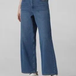 Only Light Blue Cotton Regular Fit High Rise Jeans-image-95