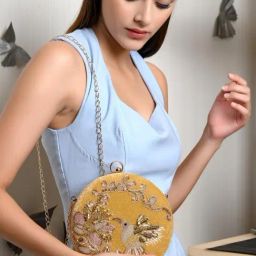 Odette Yellow Embellished Sling Handbag-22