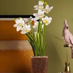 Pure Home and Living Ivory Artificial Cymbidium in Rattan Pot-image-6