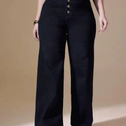 Miss Chase A+ Black Denim Solid High Rise Jeans-picture-2