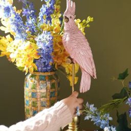 Pure Home and Living Pink Polyresin Exotic Parrot with Stand-image-31