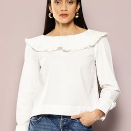aaliya Solid Cuffed Sleeve Ruffles Top-image-1