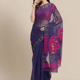 Kalakari India Navy Woven Saree-image-58