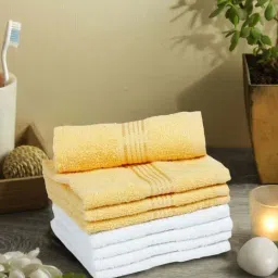 LORENA 100% Cotton Super-Soft Terry Towels -8pc Face Towel (d`ross) solid-yellow/white-14