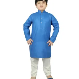 SG Yuvraj Kids Blue & White Solid Kurta with Pyjamas-image-55