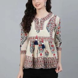 Ishin Beige Pure Cotton Embellished Top-picture-42