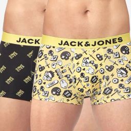 Jack & Jones Black & Yellow Printed Trunks-Pack of Two-image-69