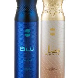 Ajmal Blu Homme & Wisal Parfum Deodorant Combo for Unisex-image-4