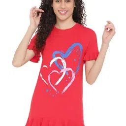 La Intimo Red Printed T-Shirt-image-11