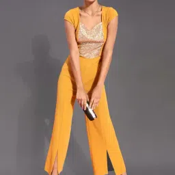 Miss Chase Mustard Embellished Jumpsuit-image-39