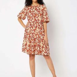 Vero Moda Multicolor Printed Midi Skater Dress-image-85