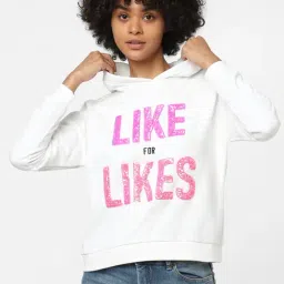 Only White Graphic Print Hoodie-image-61