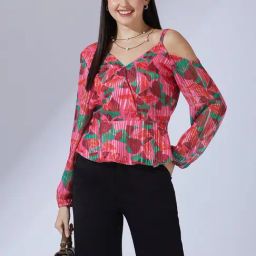 Globus Pink Satin Regular Fit Printed Top-picture-8