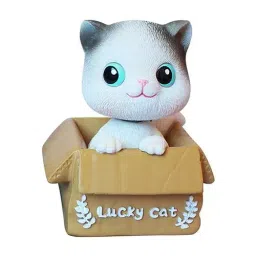 IIVAAS White Resin Car Dashboard Decoration, Bobble Head Cat-26