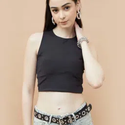 Ginger By Lifestyle Black Regular Fit Crop Top-image-31