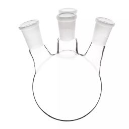 ABGIL 3 L Boiling Flask Round Bottom Transparent 4 Neck with Interchangeable Stopper for Side Neck Joints, FB-302-12-86