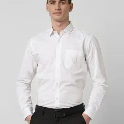 Peter England White Cotton Slim Fit Printed Shirt-picture-11