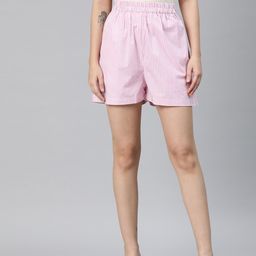 VARUSHKA Women Striped Loose Fit Cotton Shorts-image-21