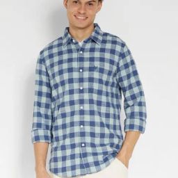 American Eagle Outfitters Blue Slim Fit Checks Shirt-picture-18