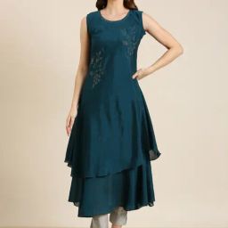 SHOWOFF Teal Embellished Kurta-image-31